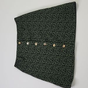 Zara Trafaluc Green Animal Print Mini Skirt SZ M